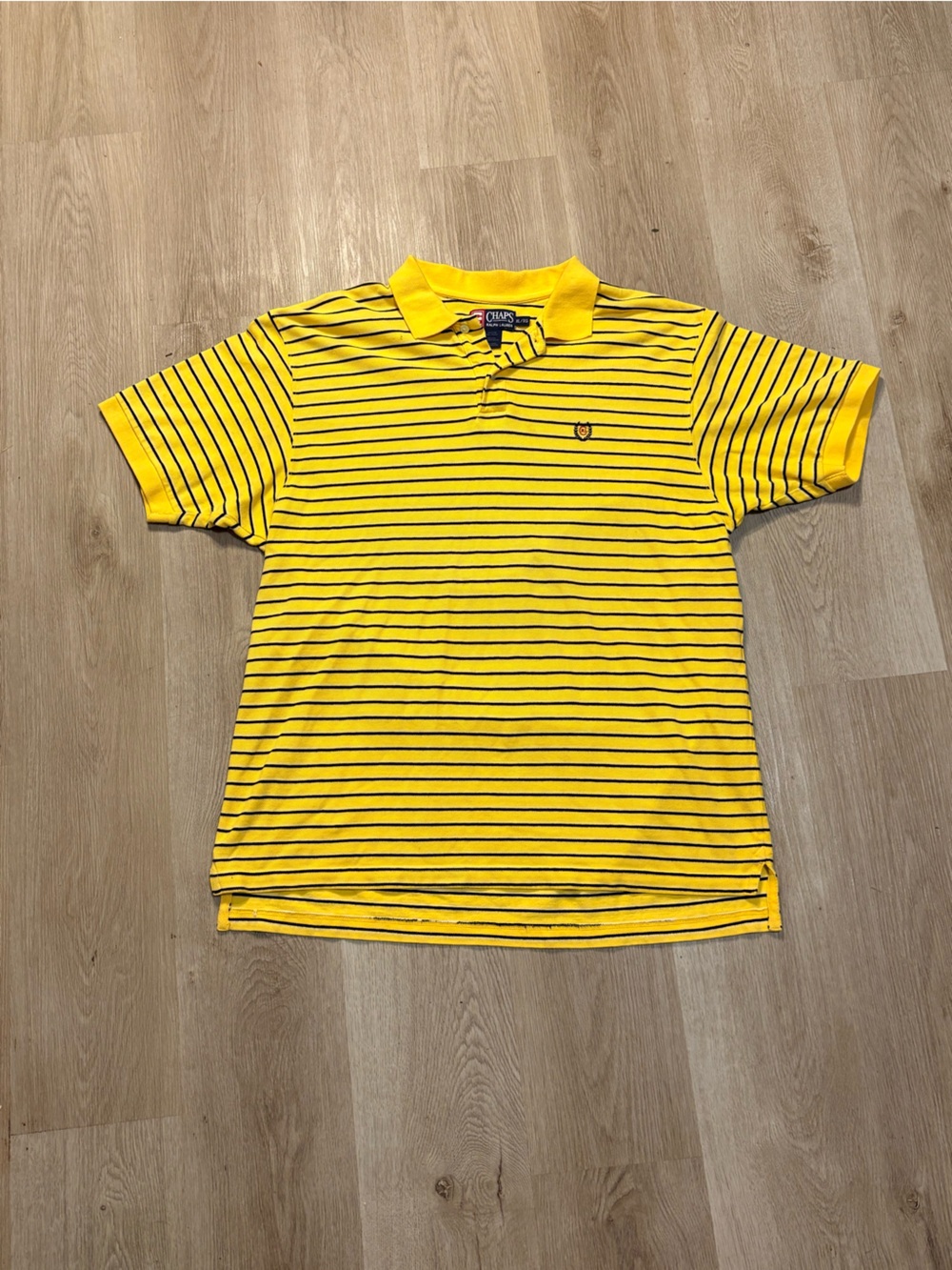 Vintage Chaps Ralph Lauren Polo Size XL Yellow & Black Stripes Cotton Shirt